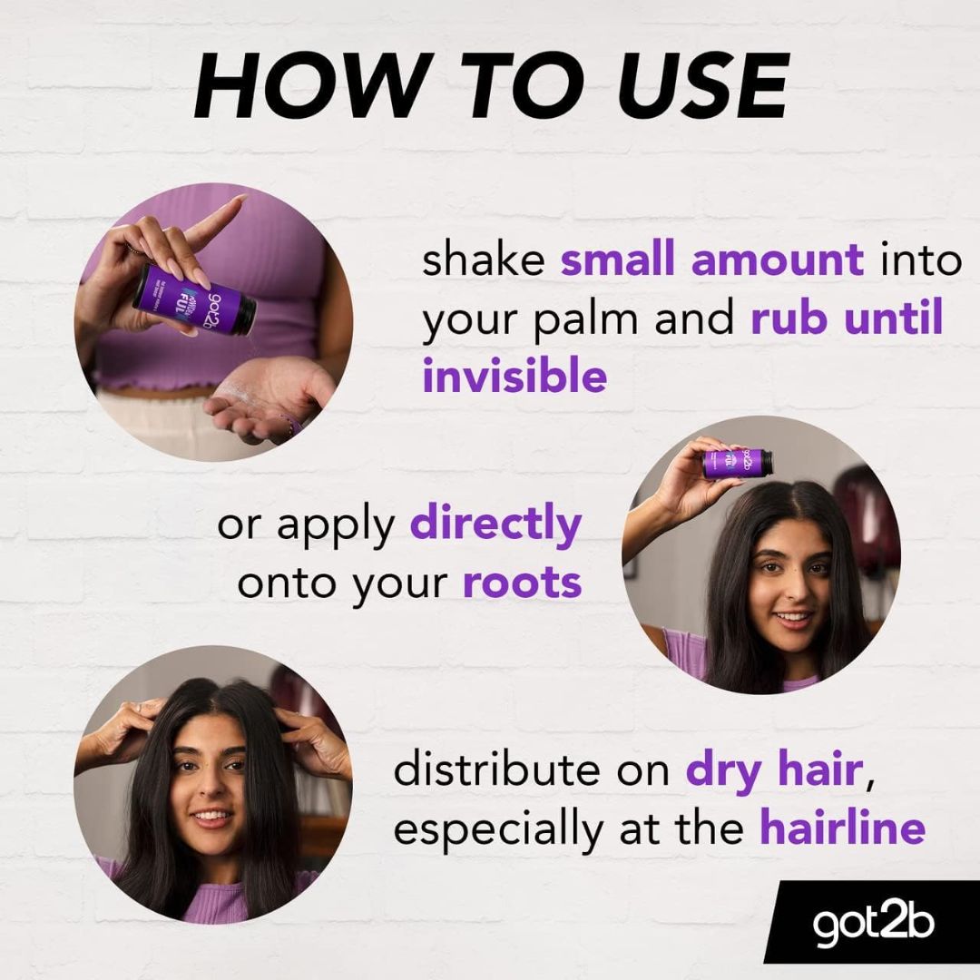Instructions on how to use a product with images of hands and hair, and text overlay.