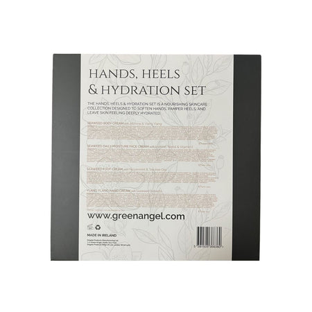 Green Angel Hands, Heels & Hydration Gift Set box (rear angle) on a white background