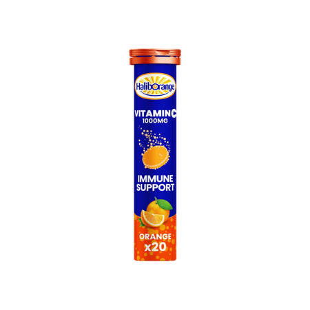HalibOrange Effervescent Vitamin C Tablets packaging on a white background