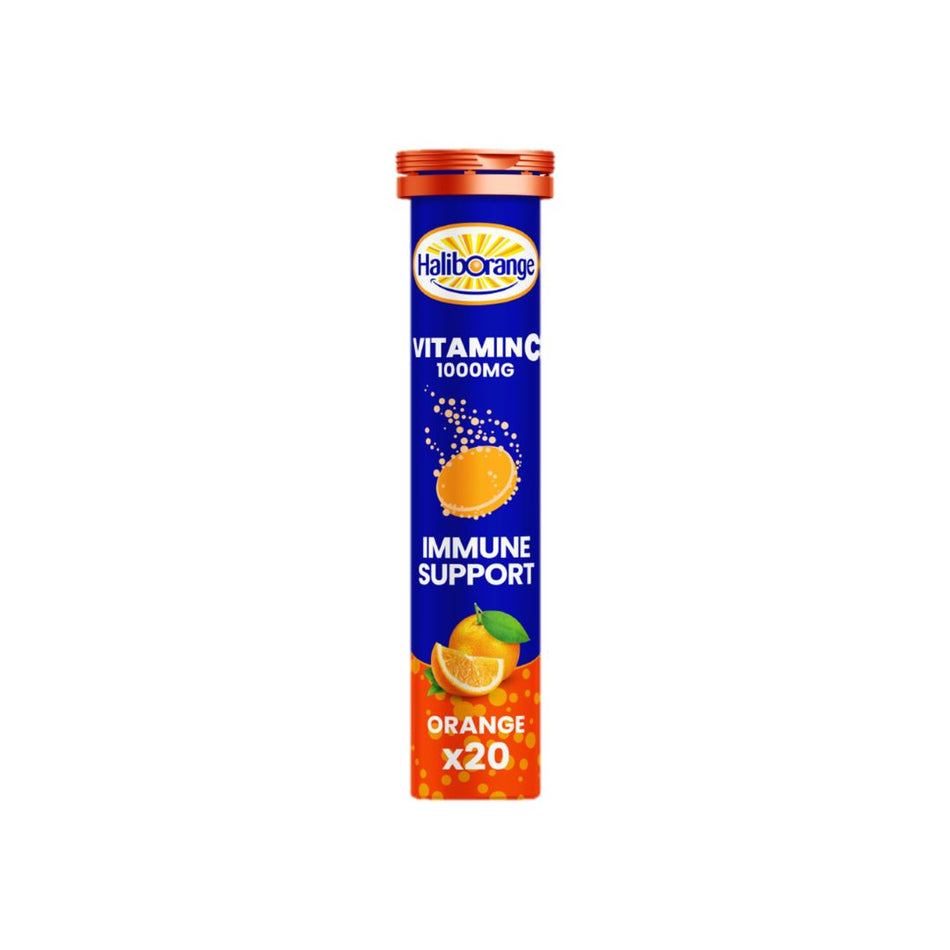 HalibOrange Effervescent Vitamin C Tablets packaging on a white background