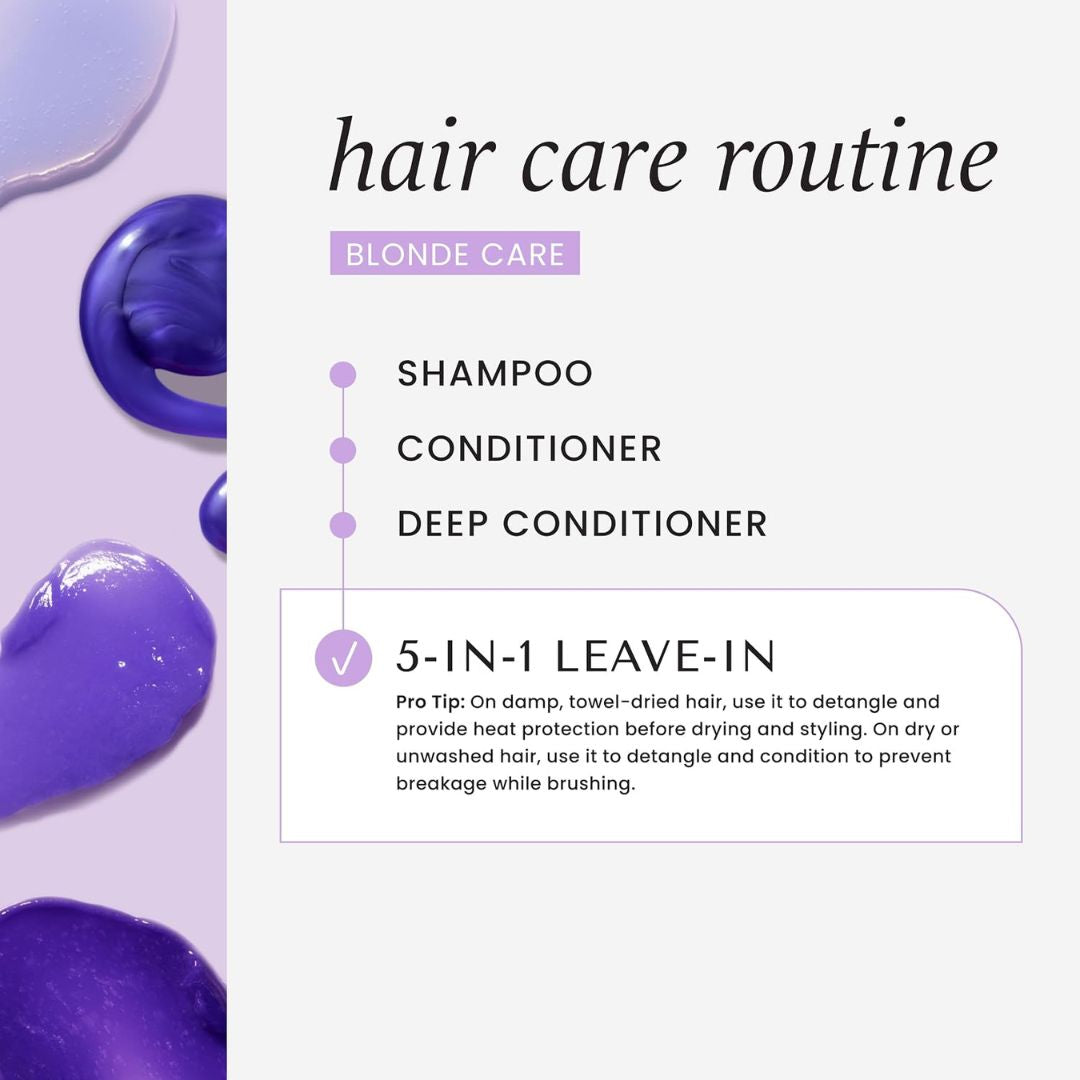 HASK Blonde Care 5-in-1 Leave-In Spray 'hair care routine' graphic