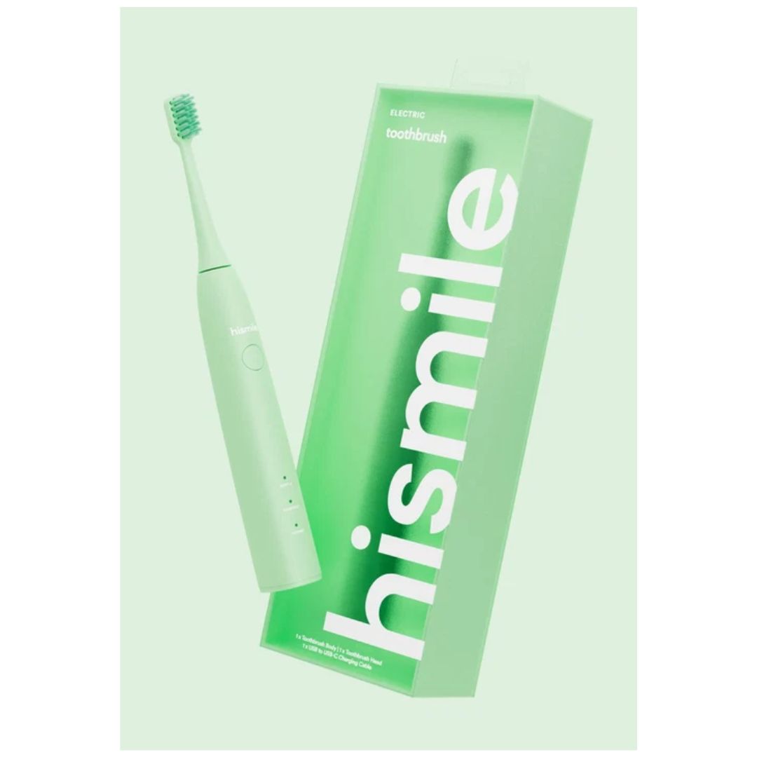 Hismile Electric Toothbrush – Green packaging and toothbrush on a white background