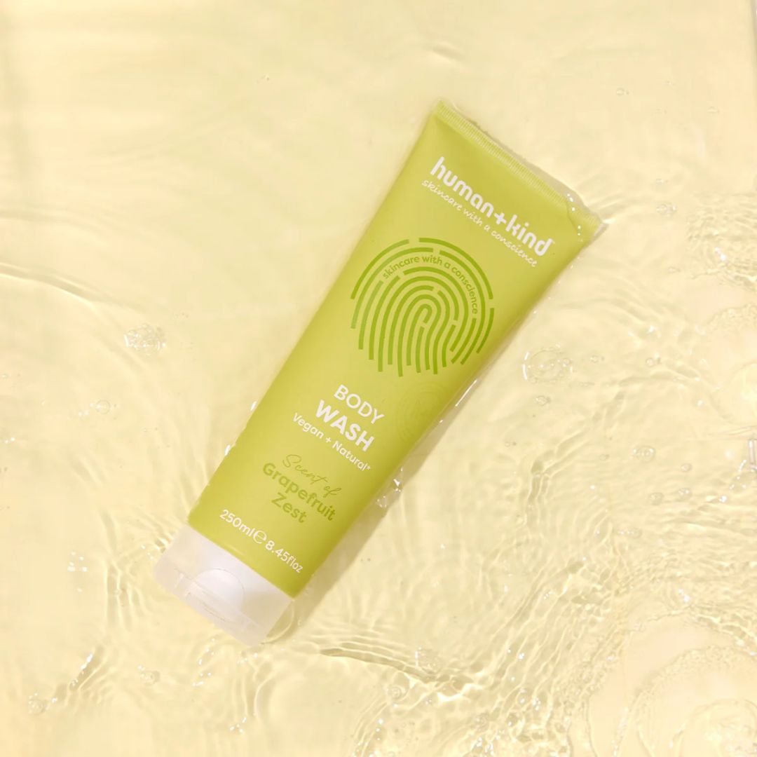 Human+Kind Grapefruit Zest Body Wash 250ml on a light green background