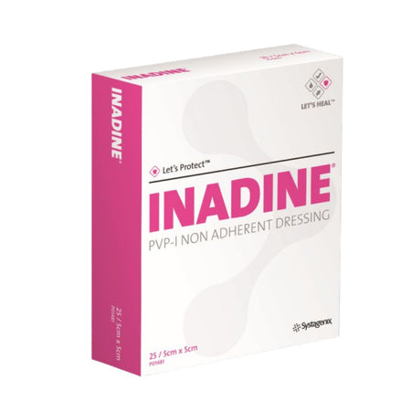 INADINE PVP-I non-adherent dressing packaging on a white background