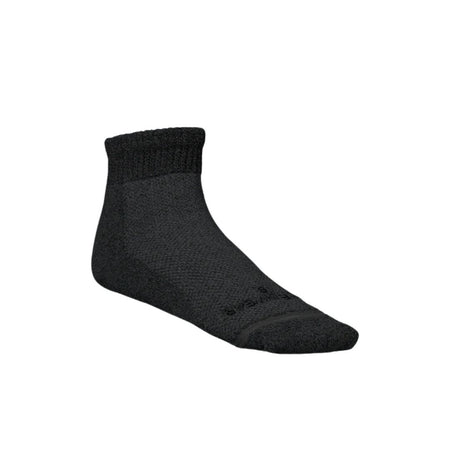 A single black ankle sock shown from a side profile on a plain white background.