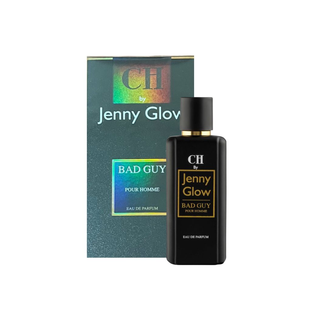 Jenny Glow Bad Guy Pour Homme Eau de Parfum 80ml bottle and packaging on a white background