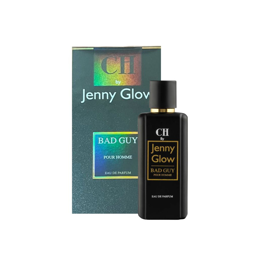 Jenny Glow Bad Guy Pour Homme Eau de Parfum 80ml bottle and packaging on a white background