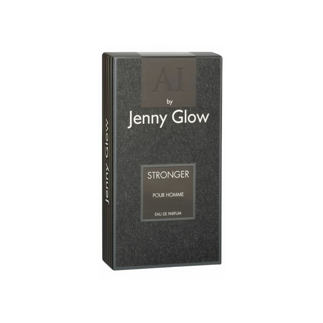 Jenny Glow Stronger Pour Homme Eau de Parfum packaging on a white background