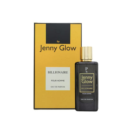 Jenny Glow Billionaire Pour Homme Eau de Parfum packaging and bottle 80ml on a white background