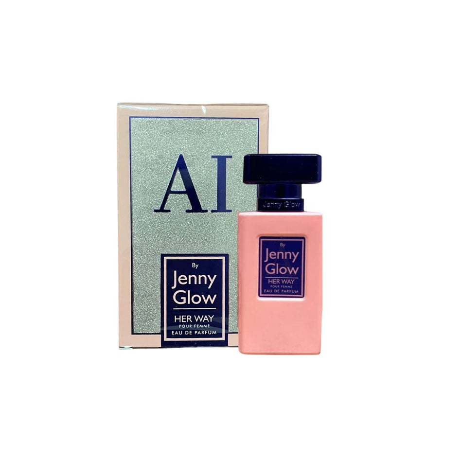 Jenny Glow Her Way Pour Femme Eau de Parfum 80ml bottle and packaging on a white background