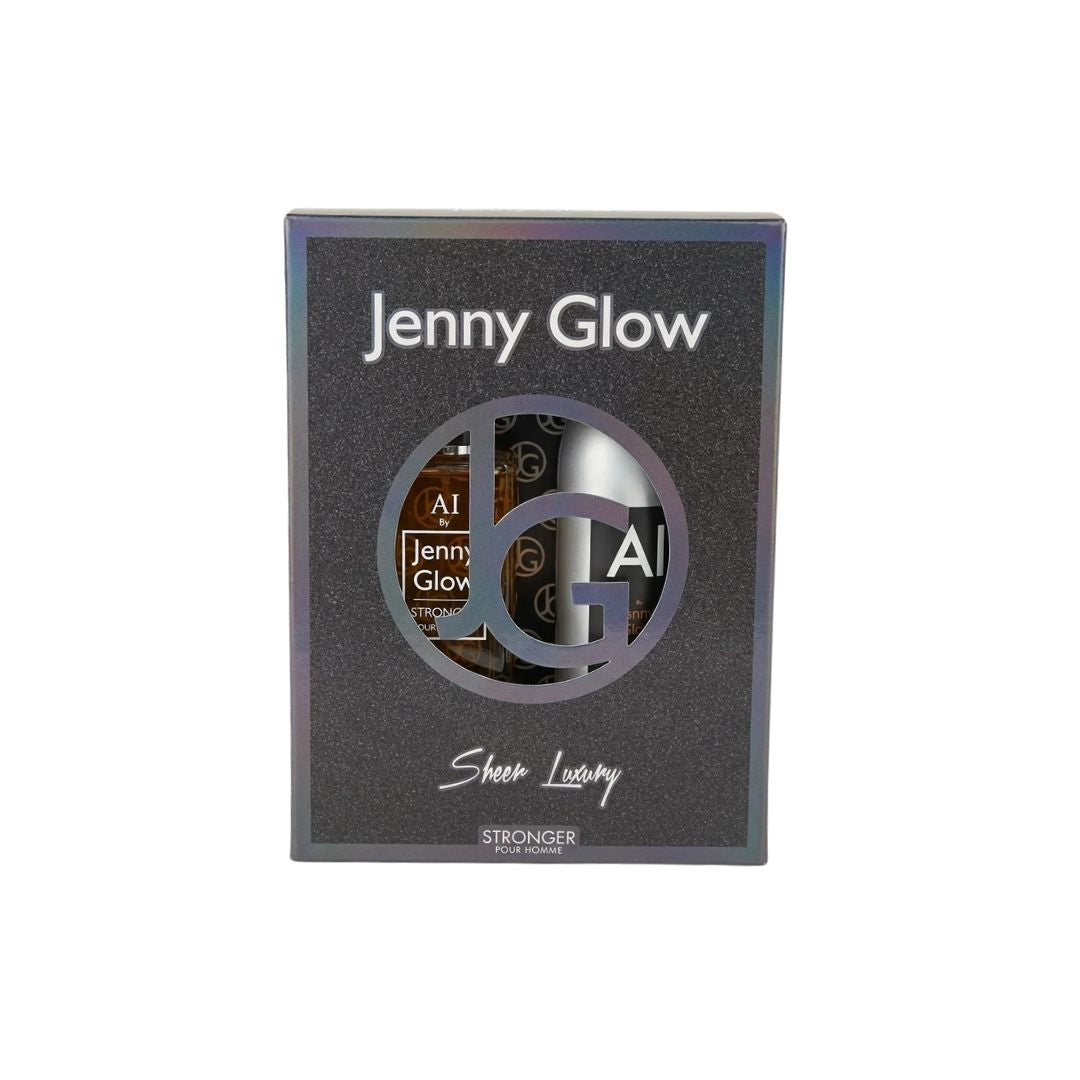 Jenny Glow Stronger Pour Homme Gift Set on a white background