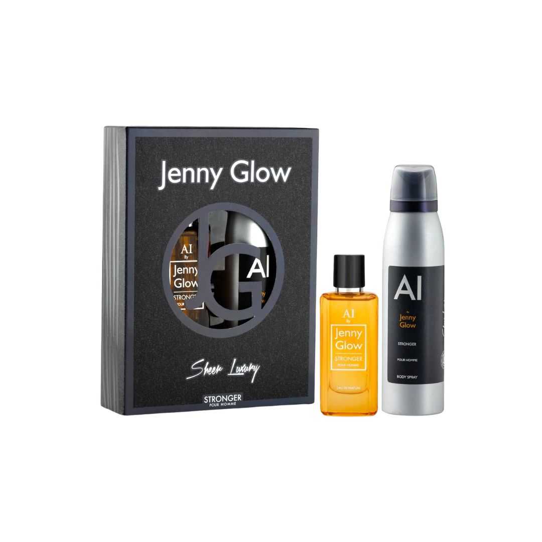 Jenny Glow Stronger Pour Homme Gift Set on a white background