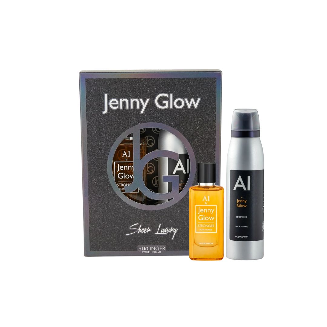Jenny Glow Stronger Pour Homme Gift Set on a white background