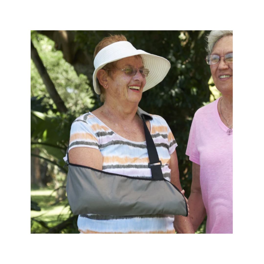 Kedley Fabric Arm Pouch in use by woman