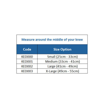 Kedley Knee Support Size Guide