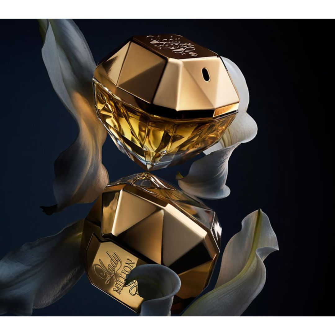Paco Rabanne Lady Million Eau de Parfum 30ml on a dark background