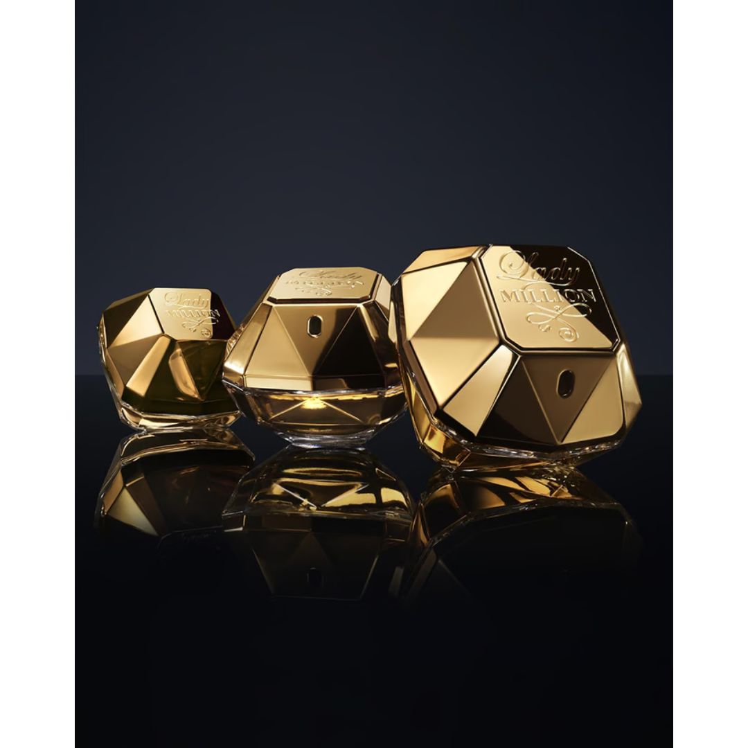 Paco Rabanne Lady Million Eau de Parfum 30ml on a dark background
