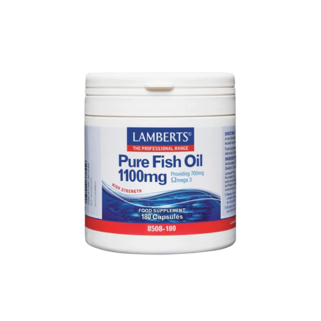 Lamberts Pure Fish Oil 1100mg Capsules packaging