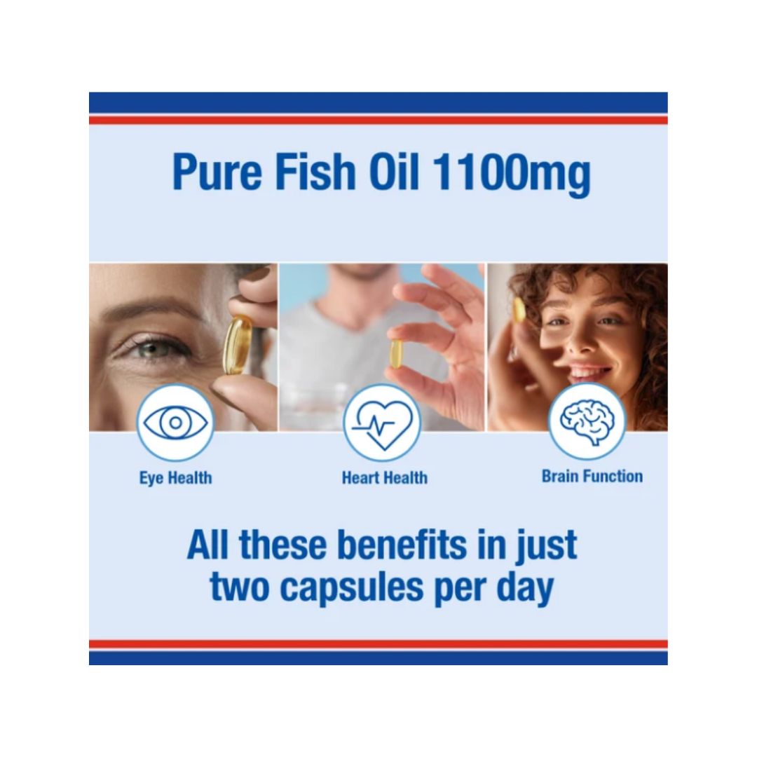 Lamberts Pure Fish Oil 1100mg Capsules benefits graphic