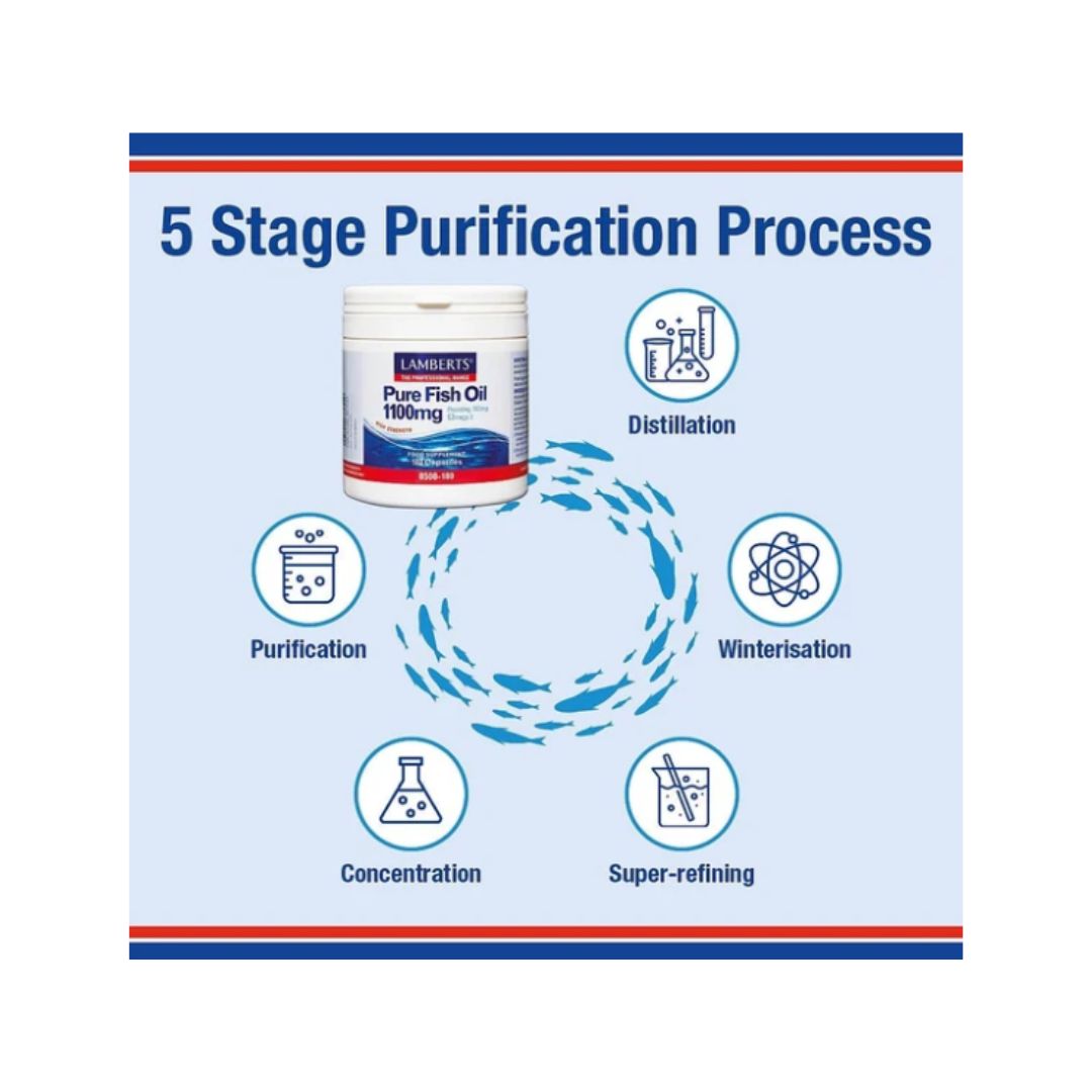 Lamberts Pure Fish Oil 1100mg Capsules purification process graphic