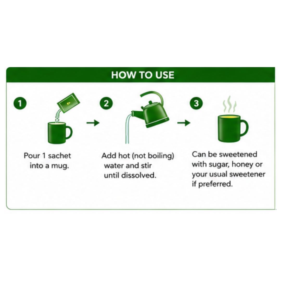 Lemsip Cold & Flu Headcold 500mg 10 Sachets 'HOW TO USE' graphic on a white background