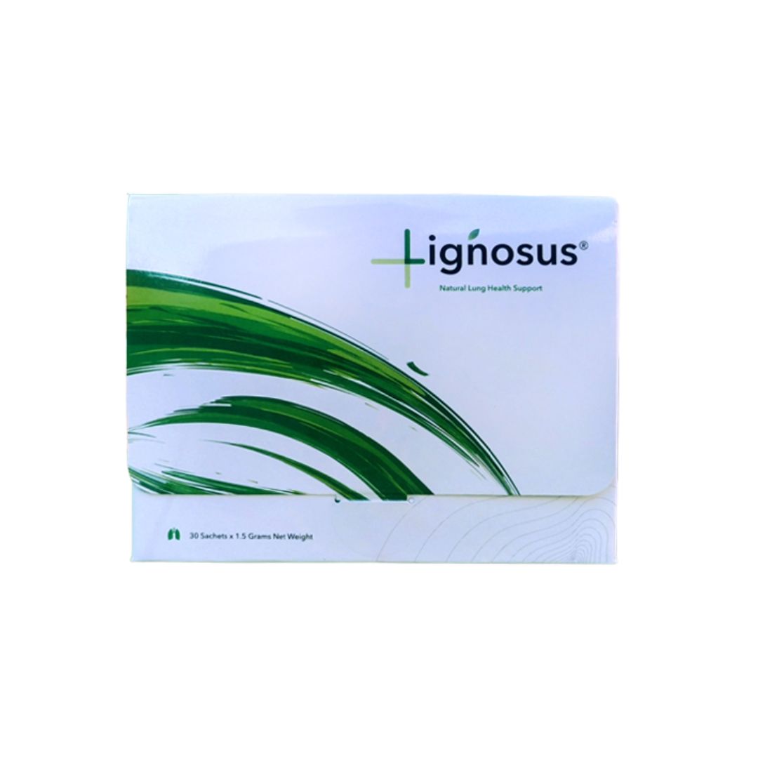 Lignosus Natural Lung Health Support 30 sachets packaging on a white background