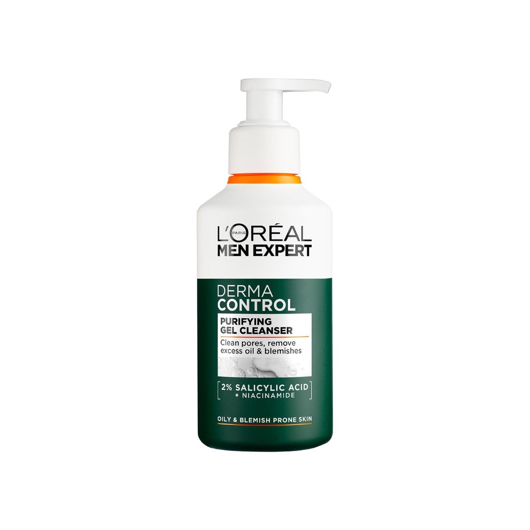 L'Oréal Men Expert Derma Control Purifying Gel Cleanser on a white background