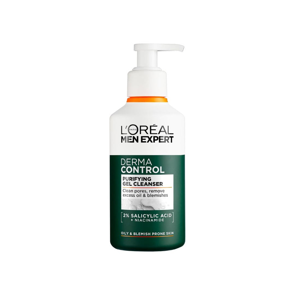 L'Oréal Men Expert Derma Control Purifying Gel Cleanser on a white background