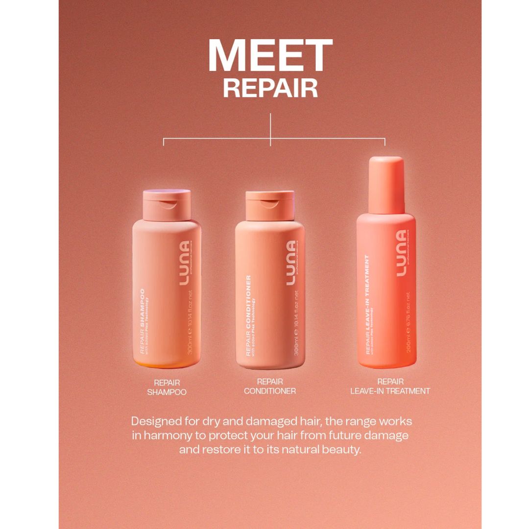 Luna The Repair Edit Gift Set contents information graphic on a pink background