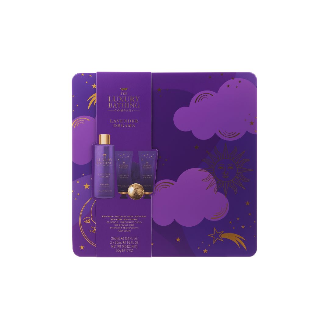 The Luxury Bathing Company Lavender Luxury Bathing Giftset on a white background