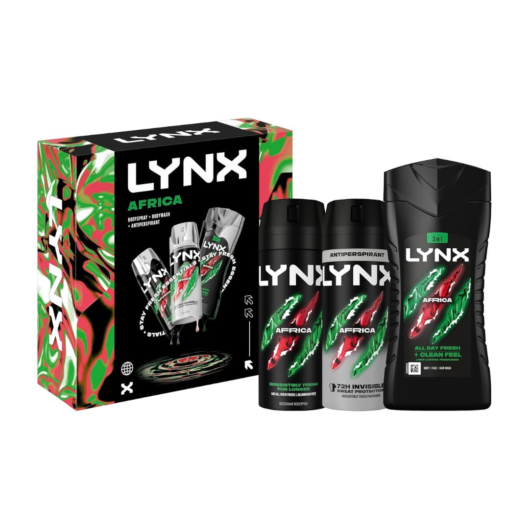 Lynx Africa Trio Giftset with contents on a white background