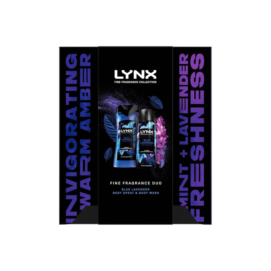 Lynx Fine Fragrance Blue Lavender Gift Set on a white background