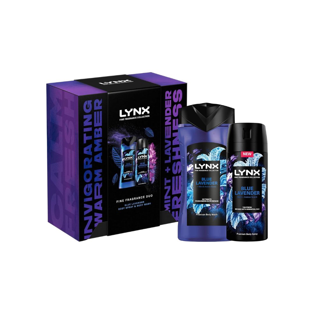 Lynx Fine Fragrance Blue Lavender Gift Set on a white background