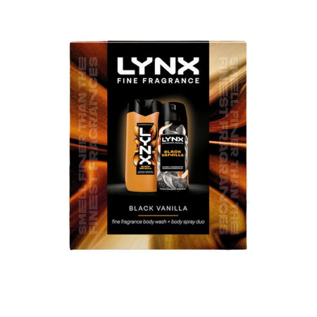 Lynx Fine Fragrance Black Vanilla Gift Set on a white background
