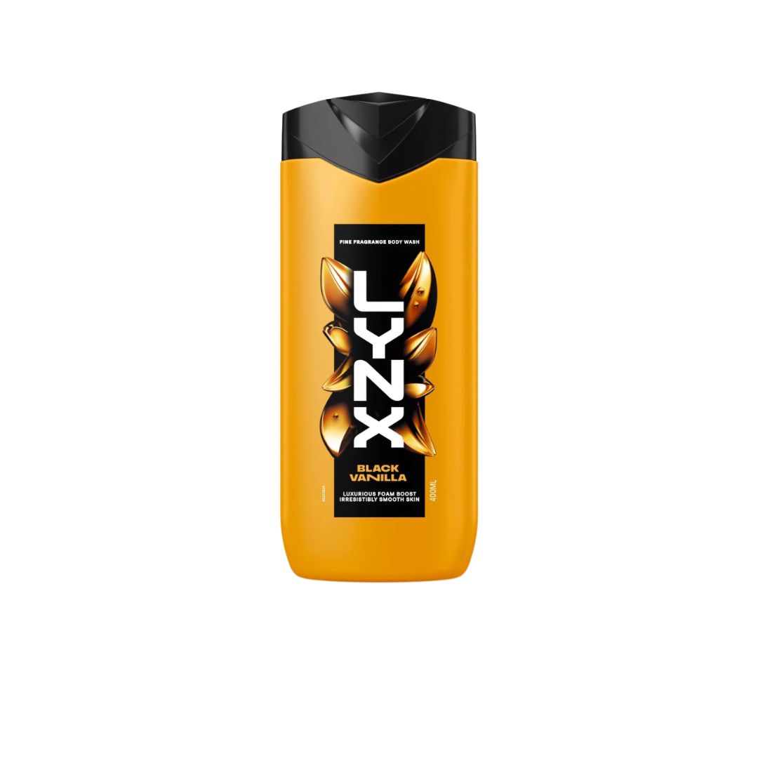 Lynx Fine Fragrance Black Vanilla body wash on a white background