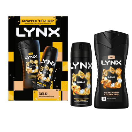 Lynx Gold Wrapped ’N Ready Gift Set on a white background
