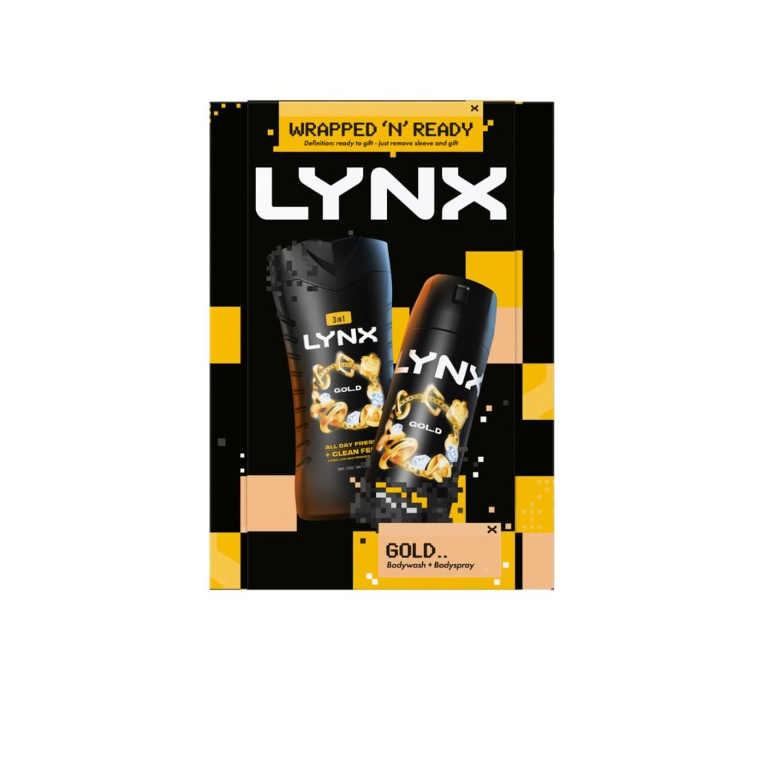 Lynx Gold Wrapped ’N Ready Gift Set on a white background