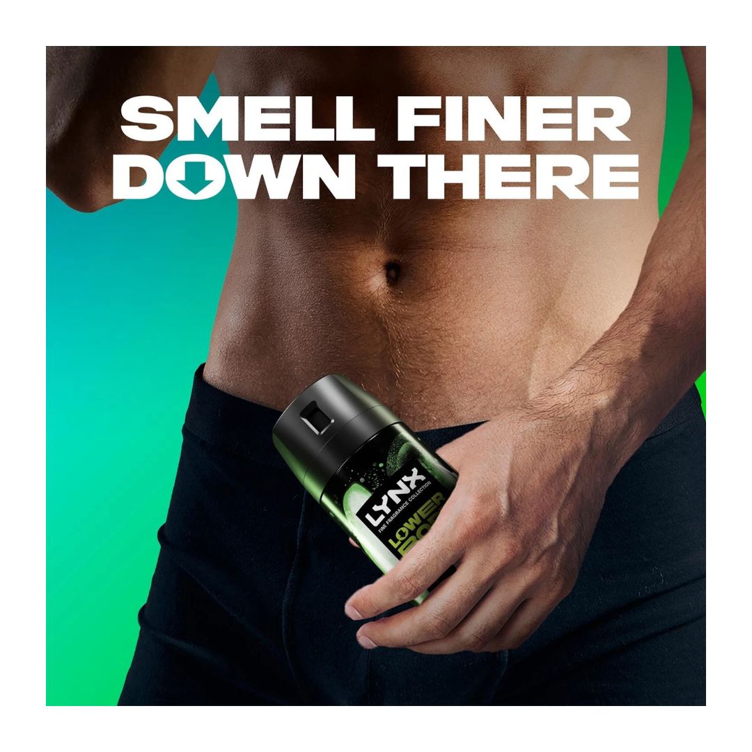 Lynx Pear + Cedarwood Lower Body Spray 100ml 'SMELL FINER DOWN THERE' promotional image