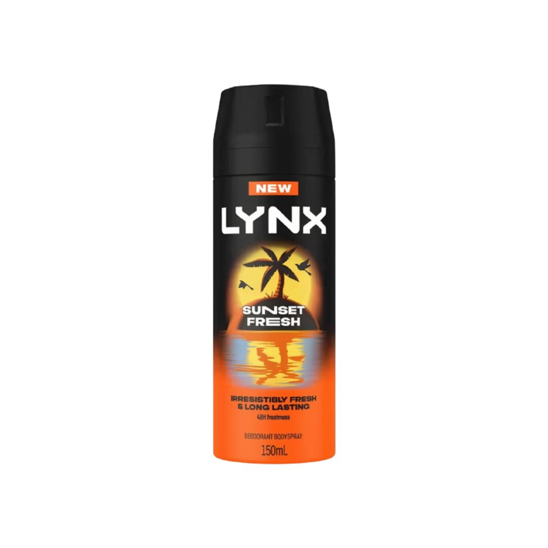 Lynx Sunset Fresh Deodorant Body Spray 150ml container on a white background
