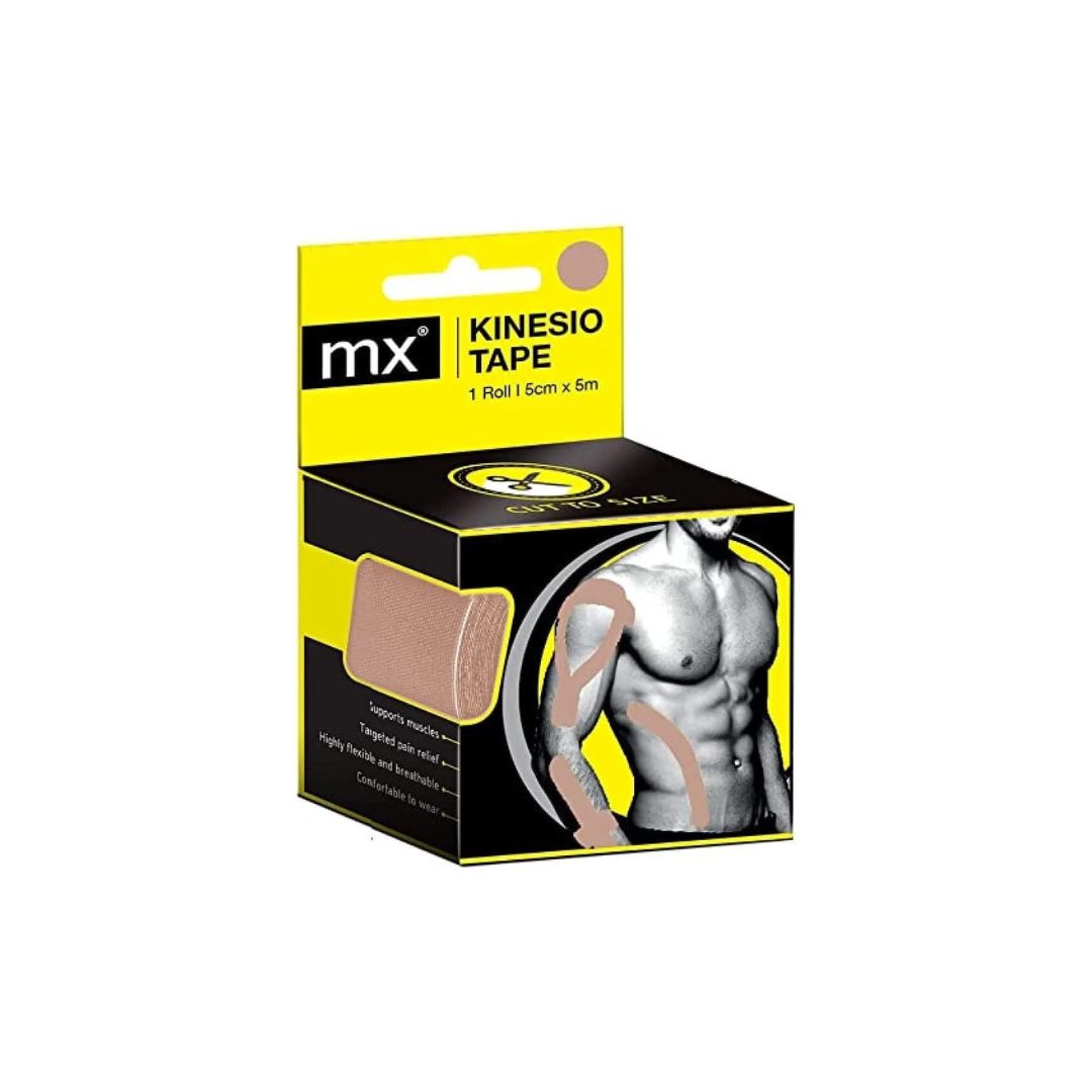 MX Kinesiology Sports Tape - Beige packaging (side angle) on a white background