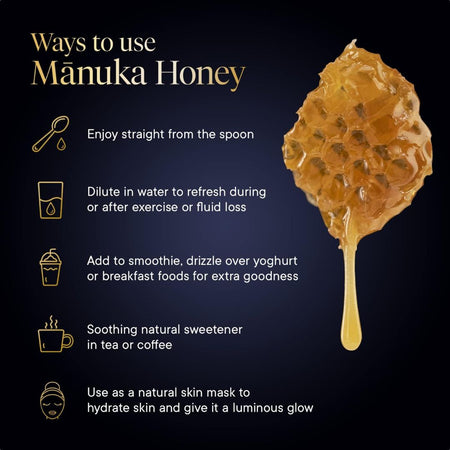 Manuka Health MGO 100+ Manuka Honey 500g - manuka honey usage graphic