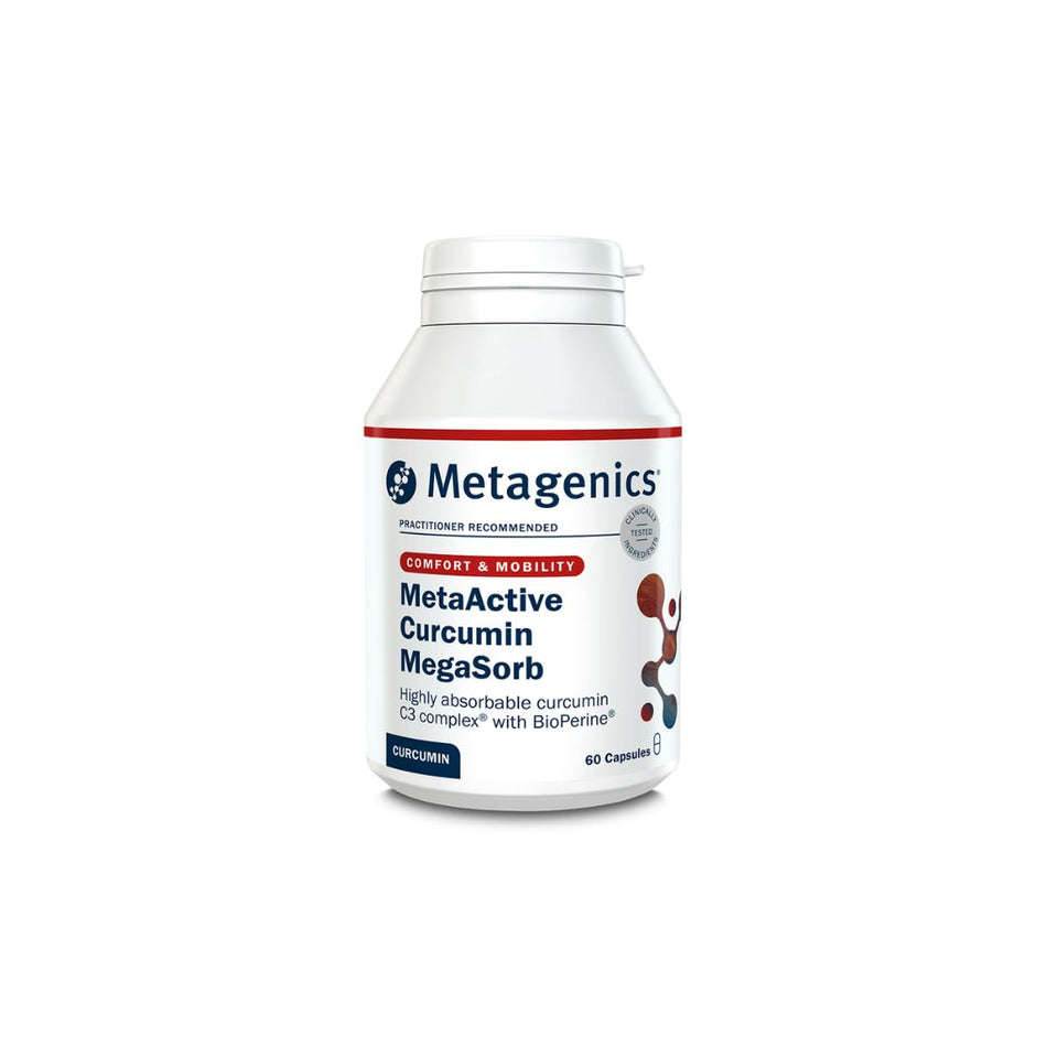 Metagenics MetaActive Curcumin MegaSorb container on a white background