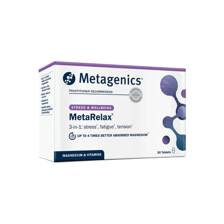 Metagenics MetaRelax Daily 30 Tablets packaging on a white background