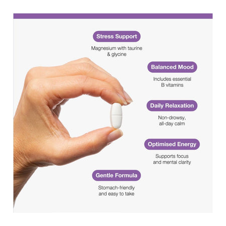 Metagenics MetaRelax product information on a cream background