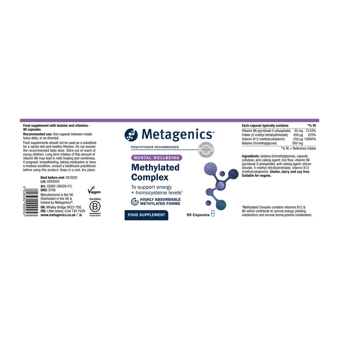 Metagenics Methylated Complex Container Label on a white background