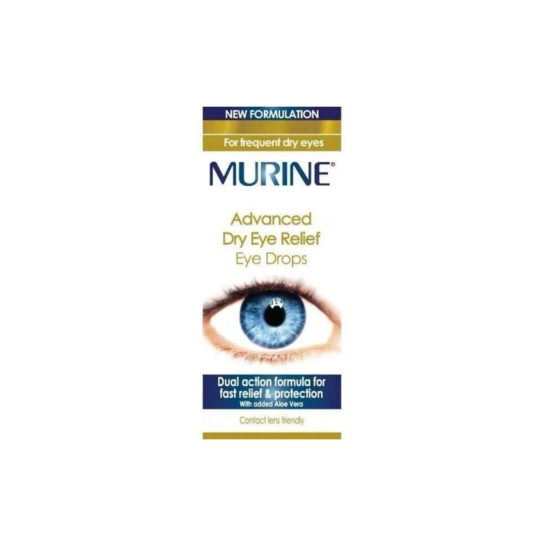 Murine Advanced Dry Eye Relief Eye Drops packaging on a white background
