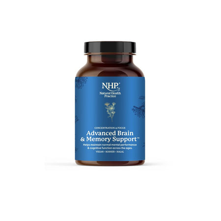 Natural Health Practice Advanced Brain & Memory Support 60 Capsules bottle on a white background