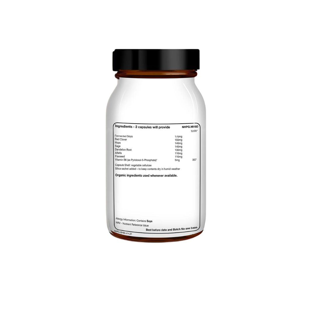 Natural Health Practice Meno Herbal Support 60 Capsules (rear angle) on a white background