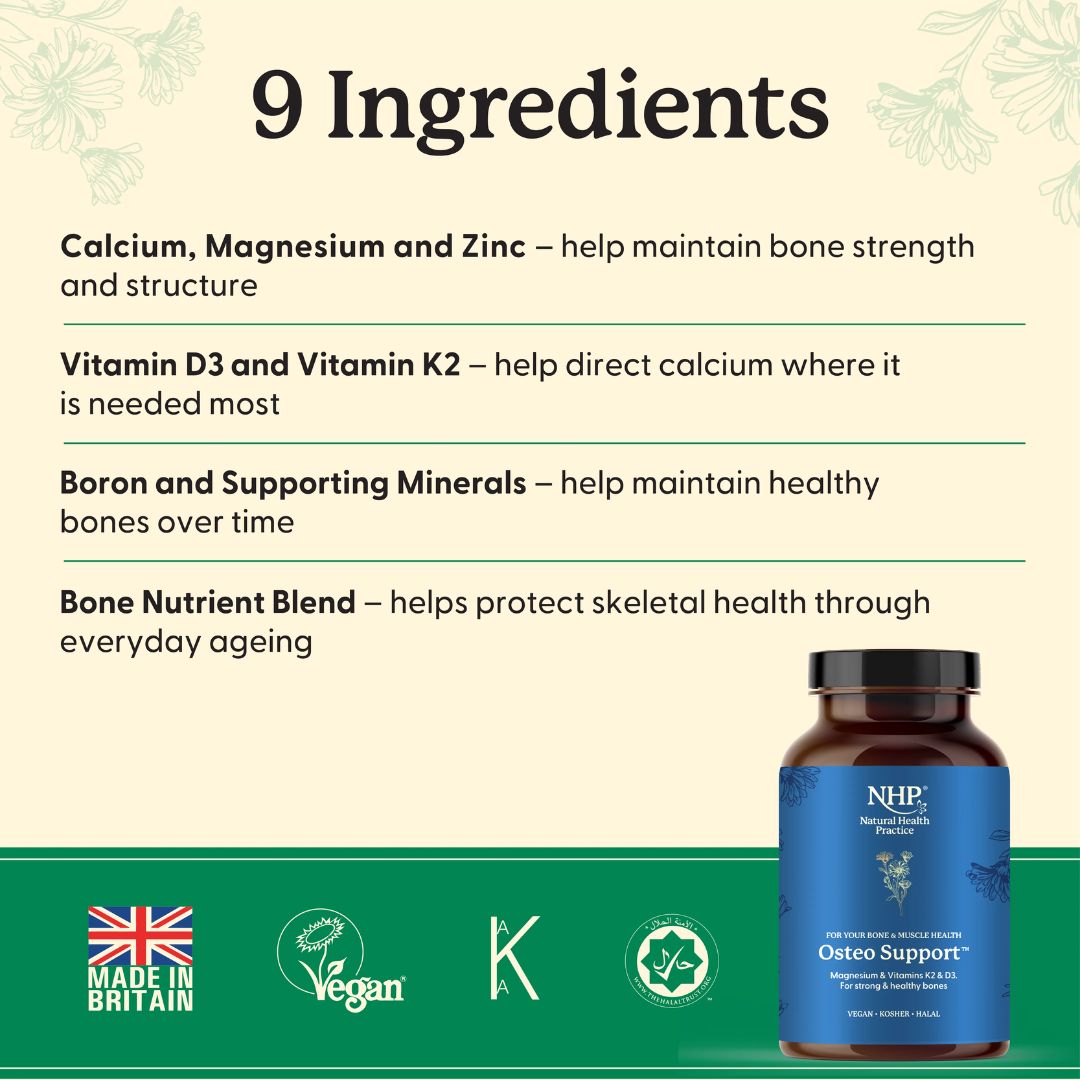 Natural Health Practice Osteo Support 90 Capsules Ingredient Information graphic