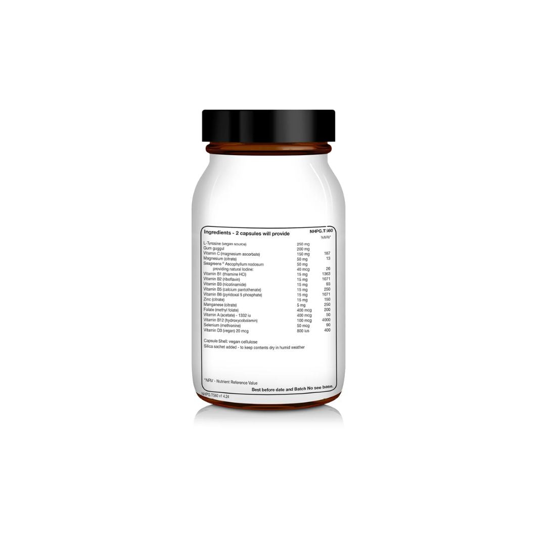 Natural Health Practice Advanced Thyroid Support 60 Capsules (rear angle) on a white background